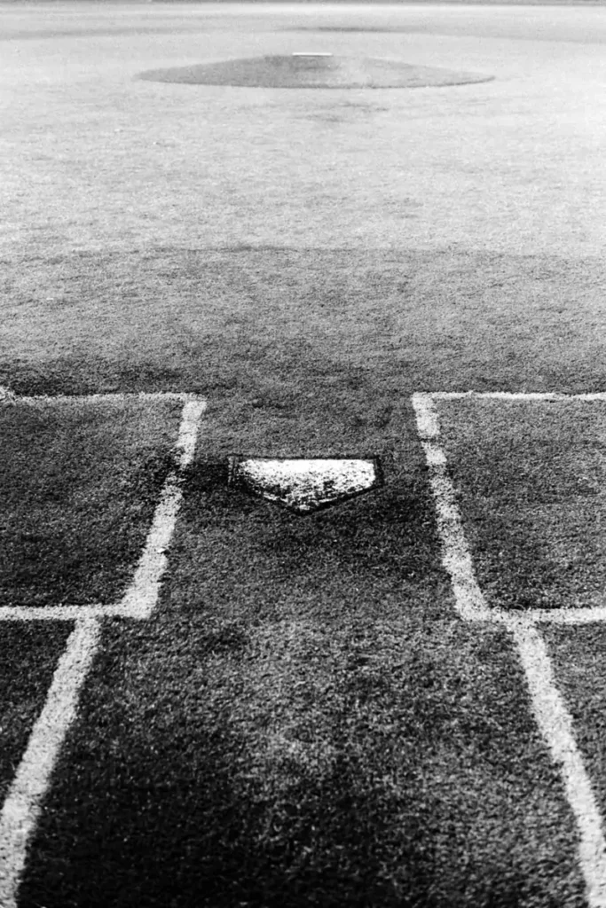 Baseball home base from the catcher view