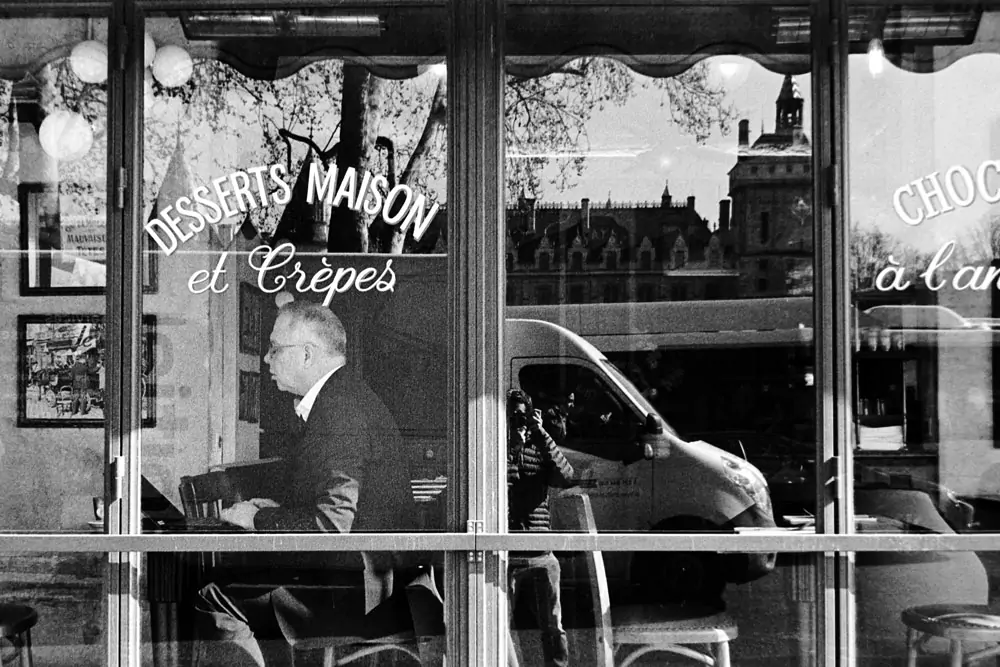 Man in a bistro in Paris