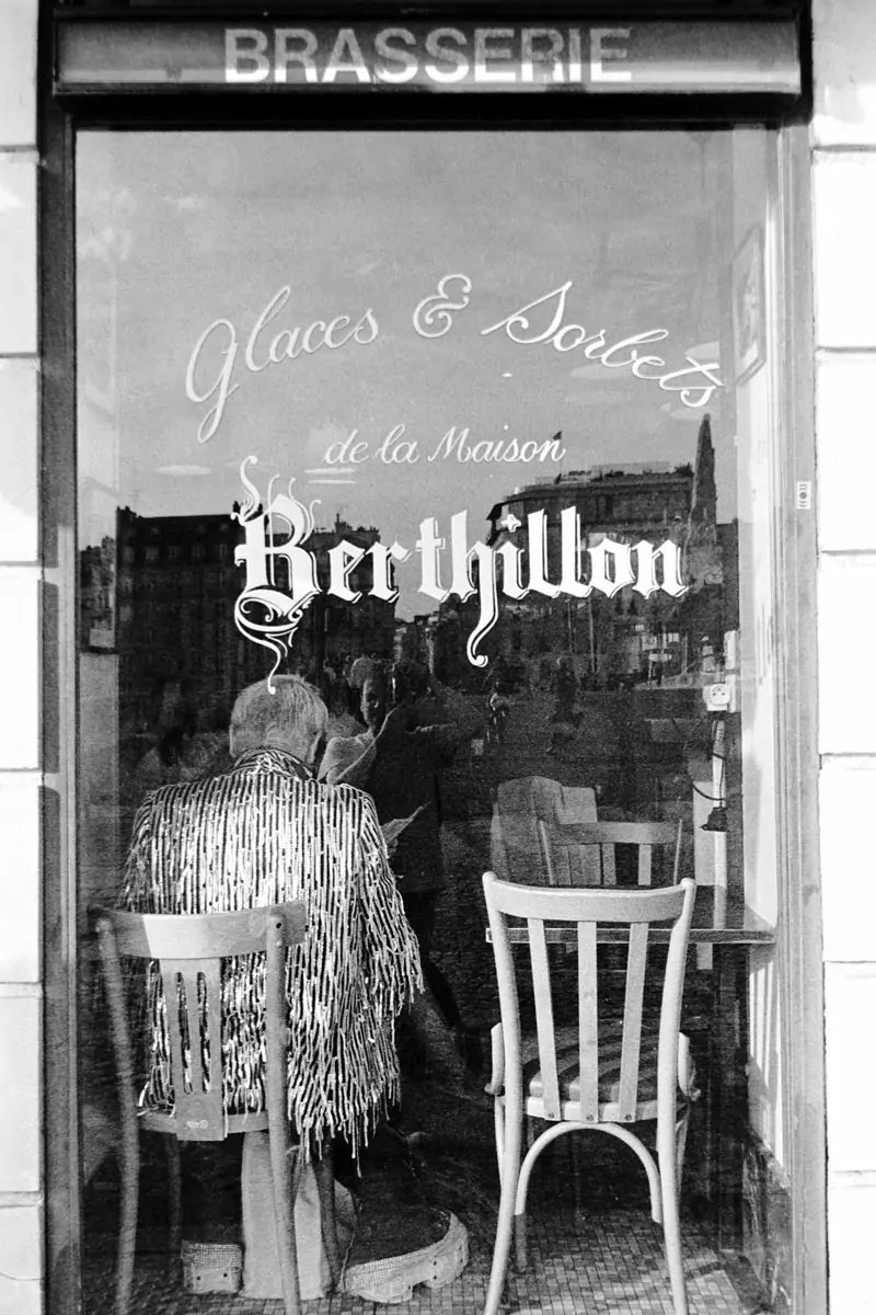 Fancy customer in Berthillon brasserie in Paris