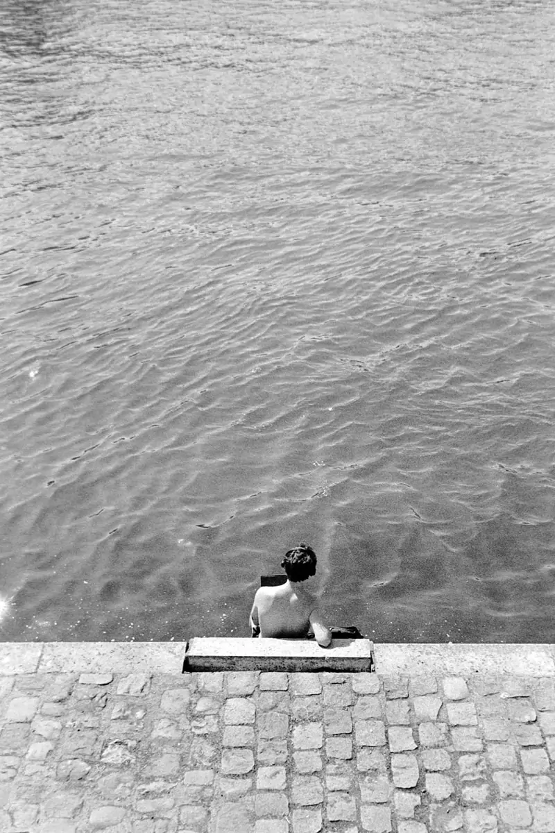 Remote work on the river banks in Paris